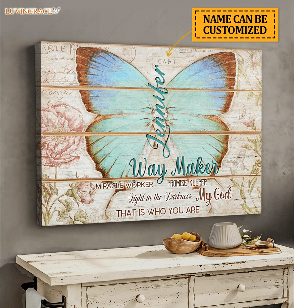 Personalized Butterfly Huge Waymaker Wall Art Canvas