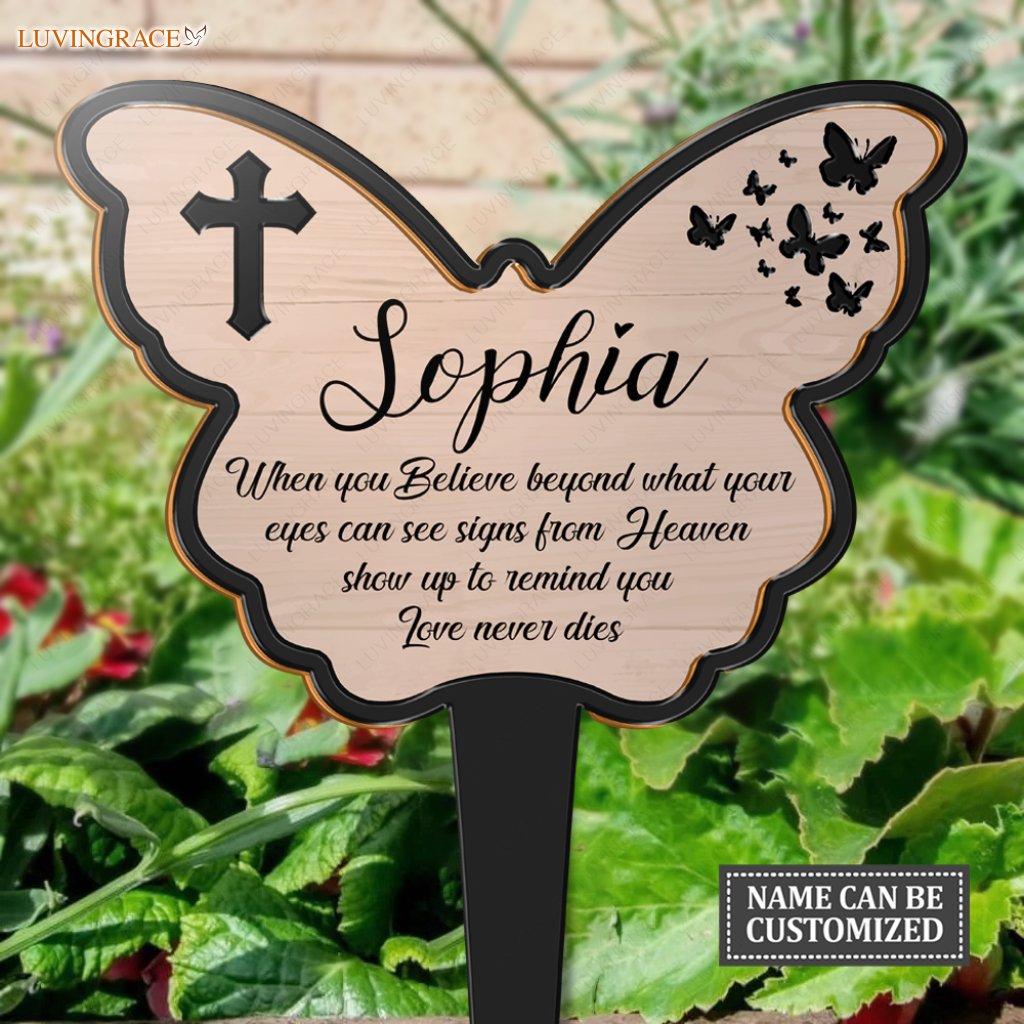 Personalized Butterfly When You Believe Plaque Stake