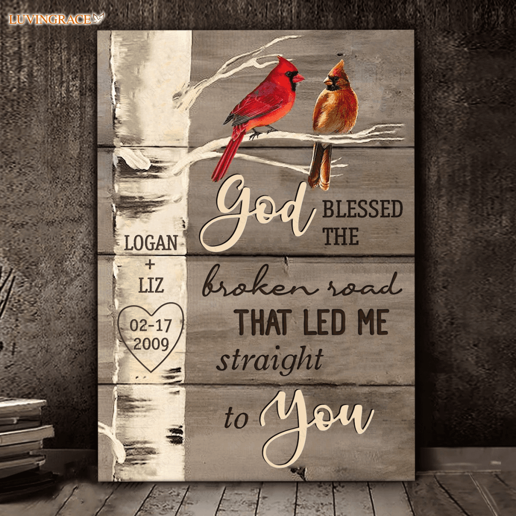 Personalized Cardinal God Blessed Canvas Wall Art Canvas