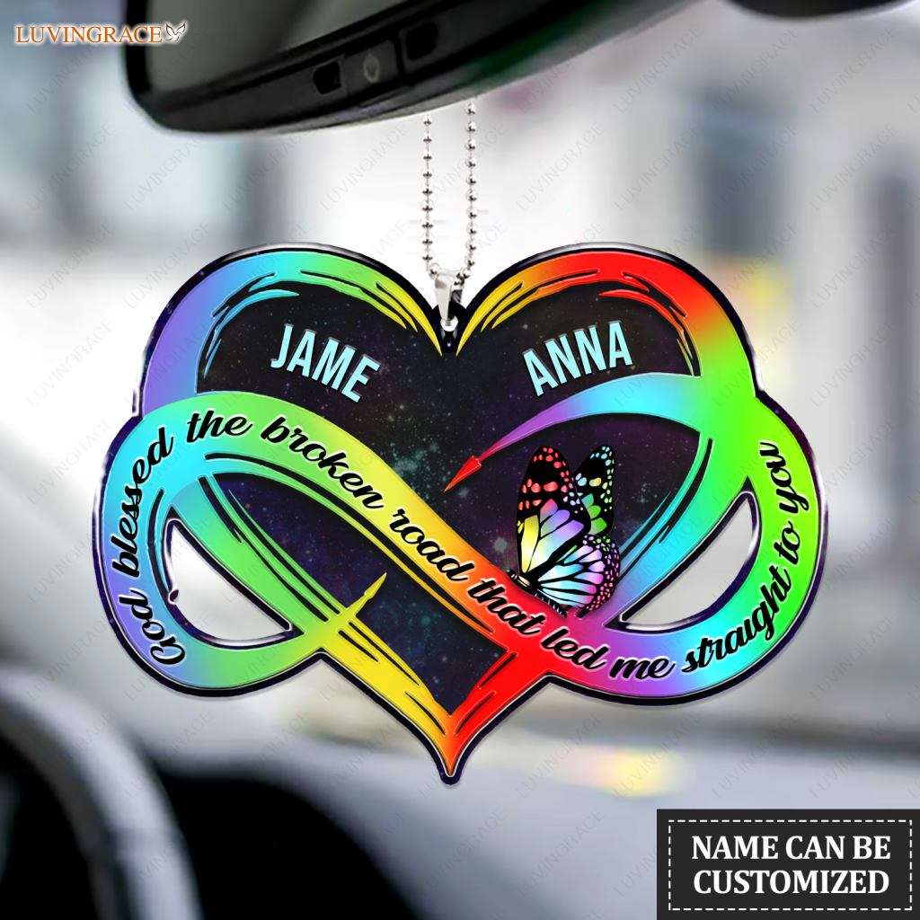 Personalized Colorful Hologram Infinity Heart Ornament