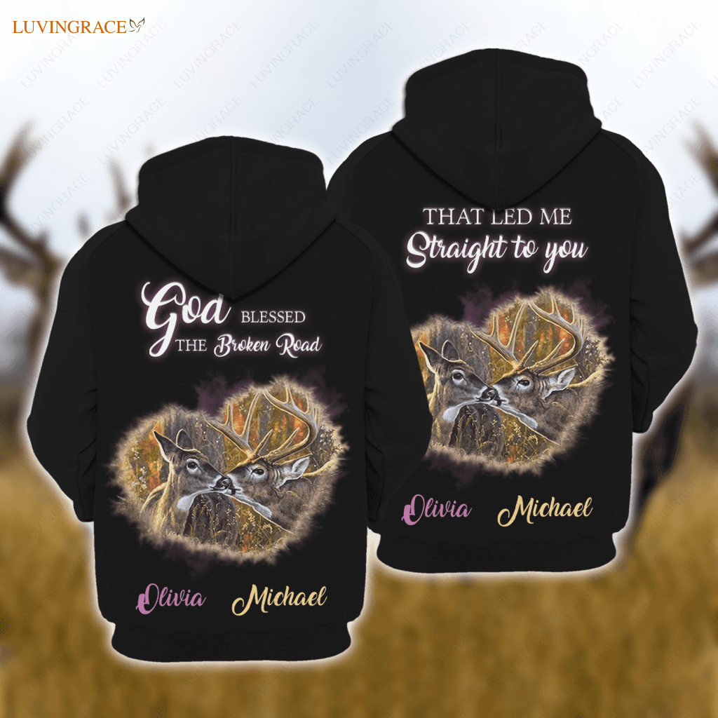 Personalized Couple Buck And Doe God Blessed Hoodie / S