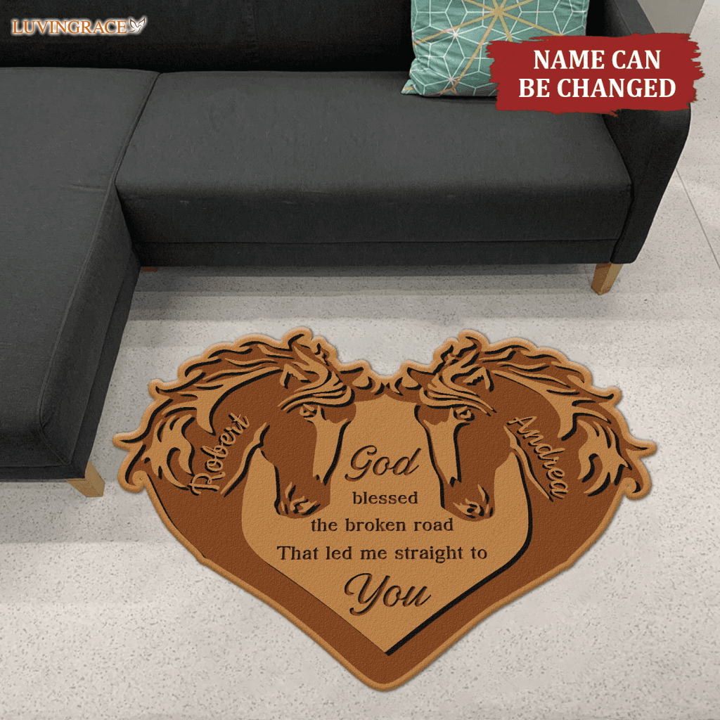 Personalized Couple Horse God Blessed Shaped Doormat