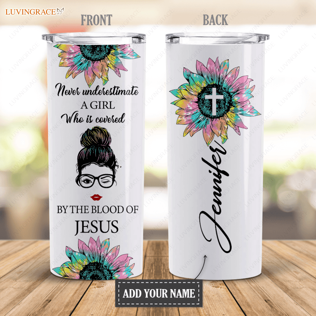 Personalized Covered By The Blood Of Jesus Skinny Tumbler Tumbler