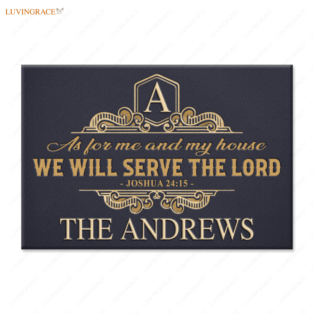 Personalized Crest Family Home Serve The Lord Doormat