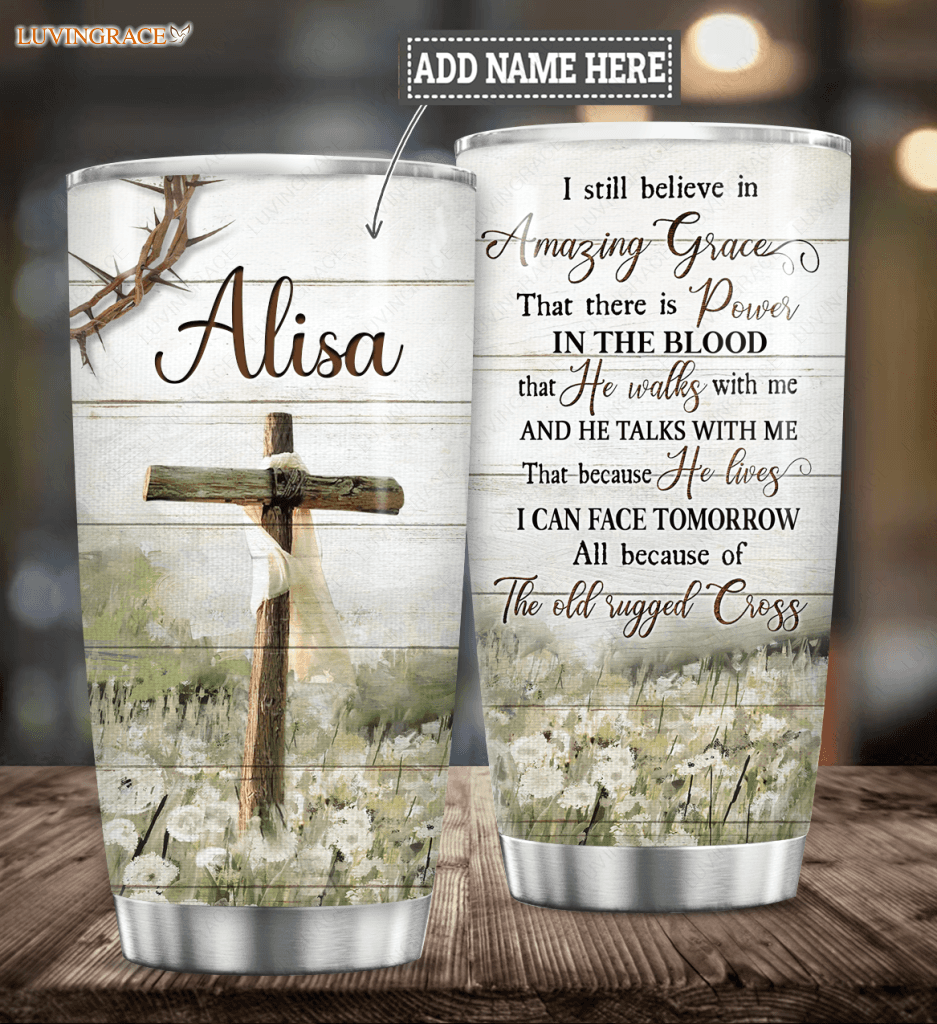 Personalized Cross Amazing Grace Tumbler