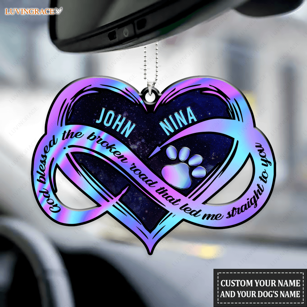 Personalized Dog Lovers Hologram Infinity Heart Ornament