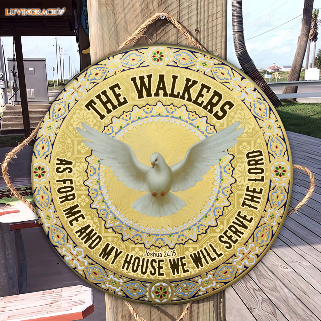 Personalized Dove As For Me Gold Circle Sign Wood