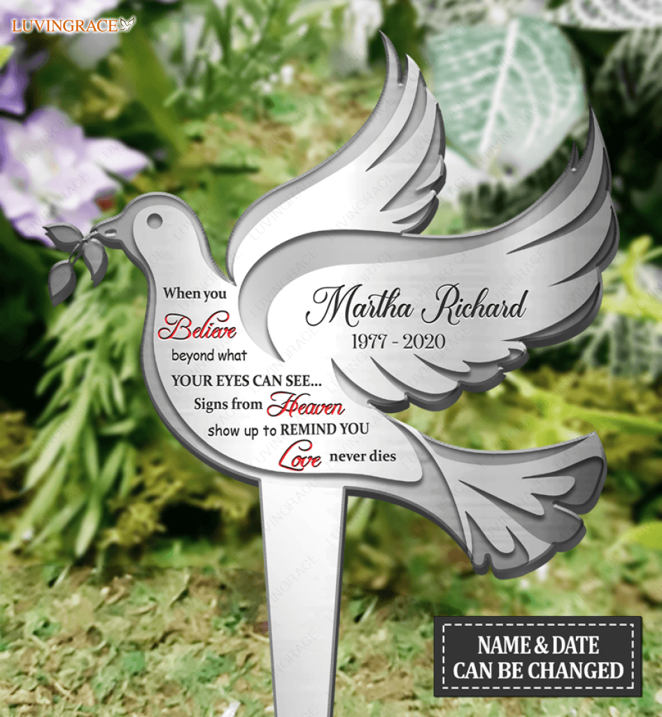 Personalized Dove When You Believe Plaque Stake