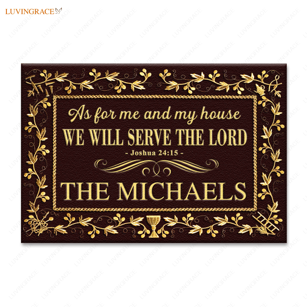 Personalized Elegant Brown Serve The Lord Catholic Doormat