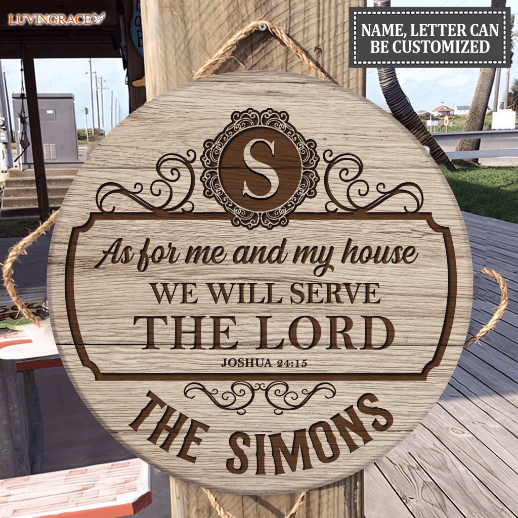 Personalized Elegant Frame Serve The Lord Wood Circle Sign