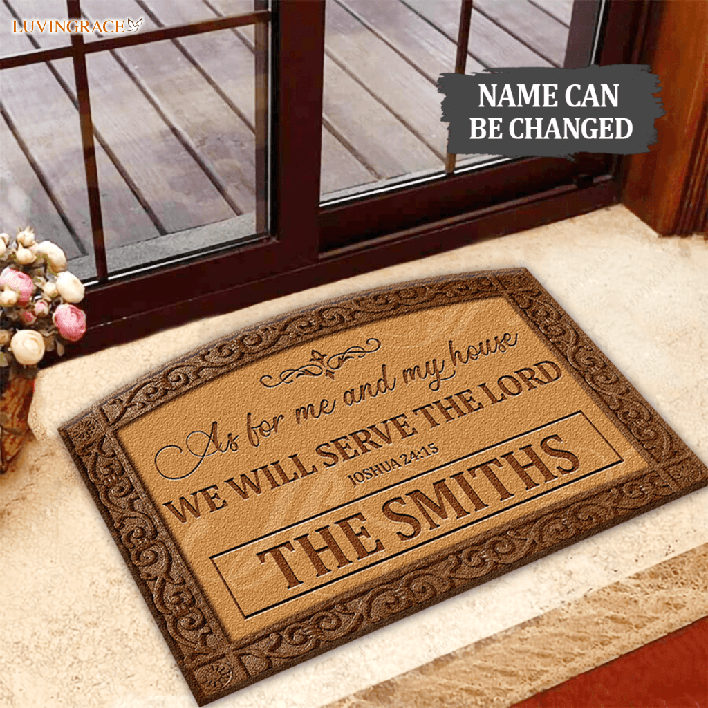 Personalized Entryway Shaped Doormat Serve The Lord