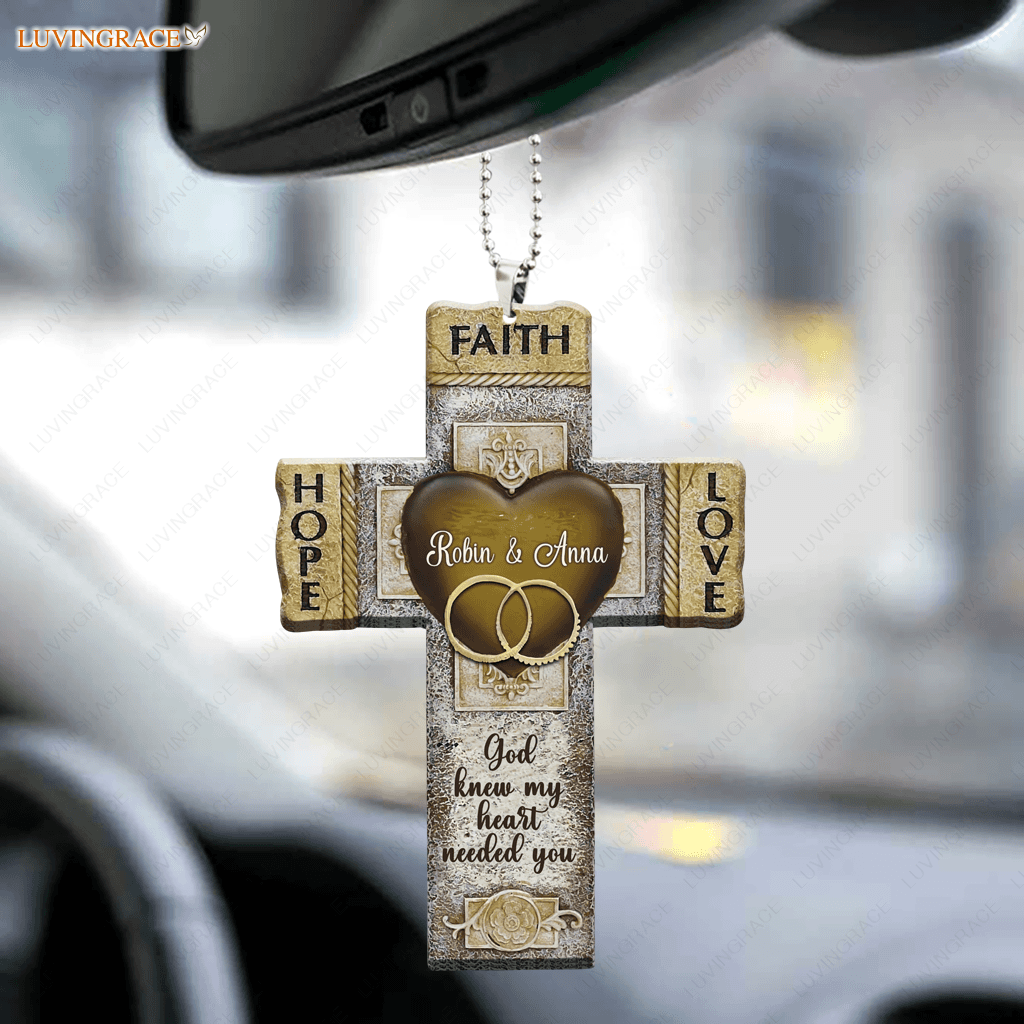 Personalized Faith Hope Love Cross Ornament