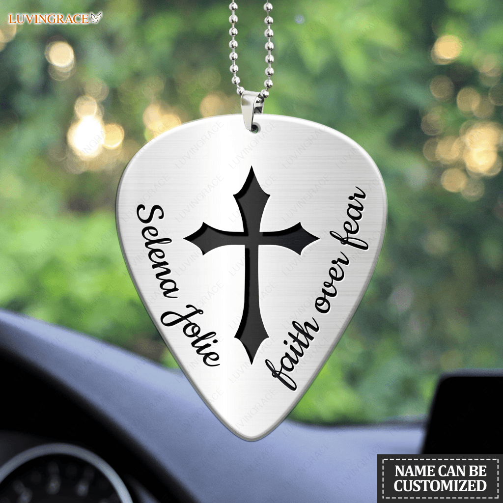 Personalized Faith Over Fear Guitar Pick Ornament