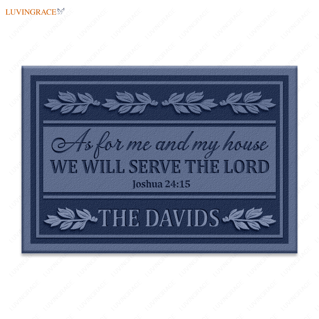 Personalized Family Home Serve The Lord Rectangular Doormat