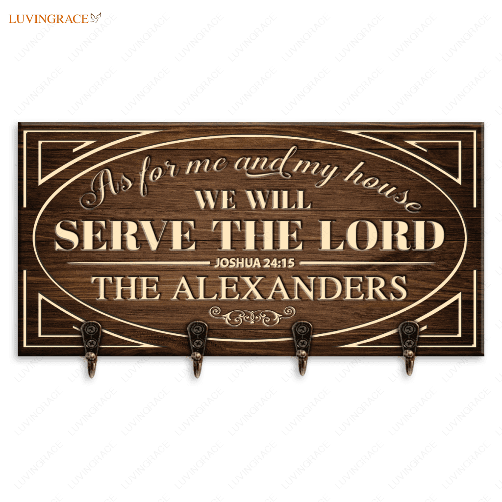 Personalized Family Serve The Lord Key Hanger