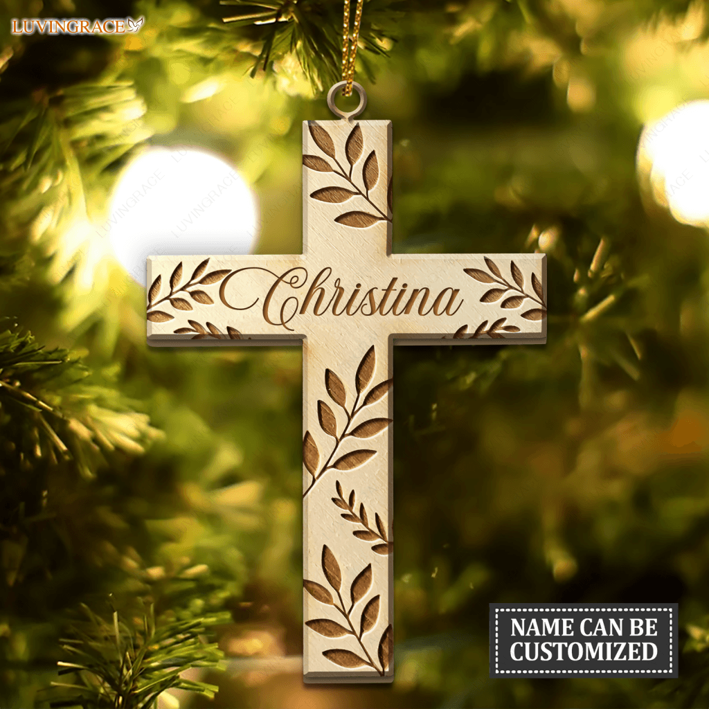 Personalized God Bless Our Home Cross Ornament