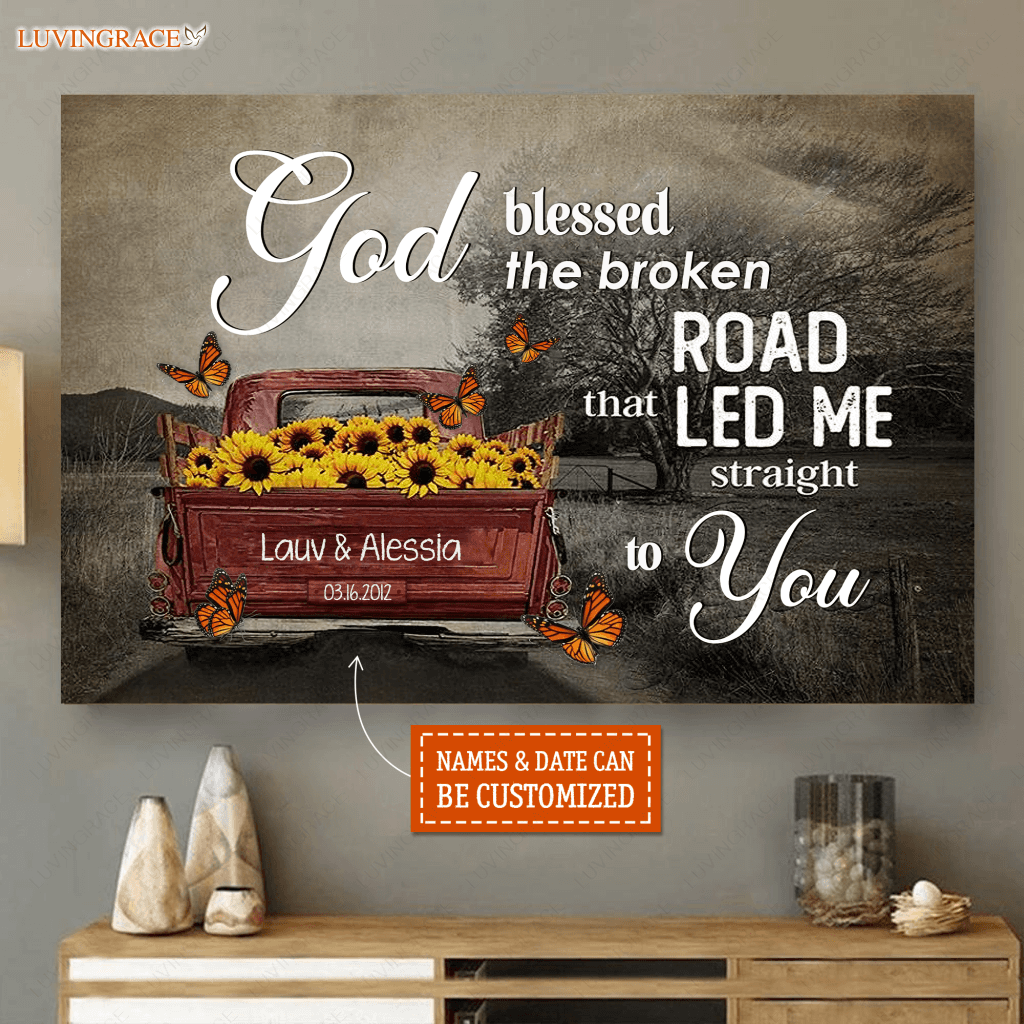 Personalized God Bless The Road Wall Art Canvas