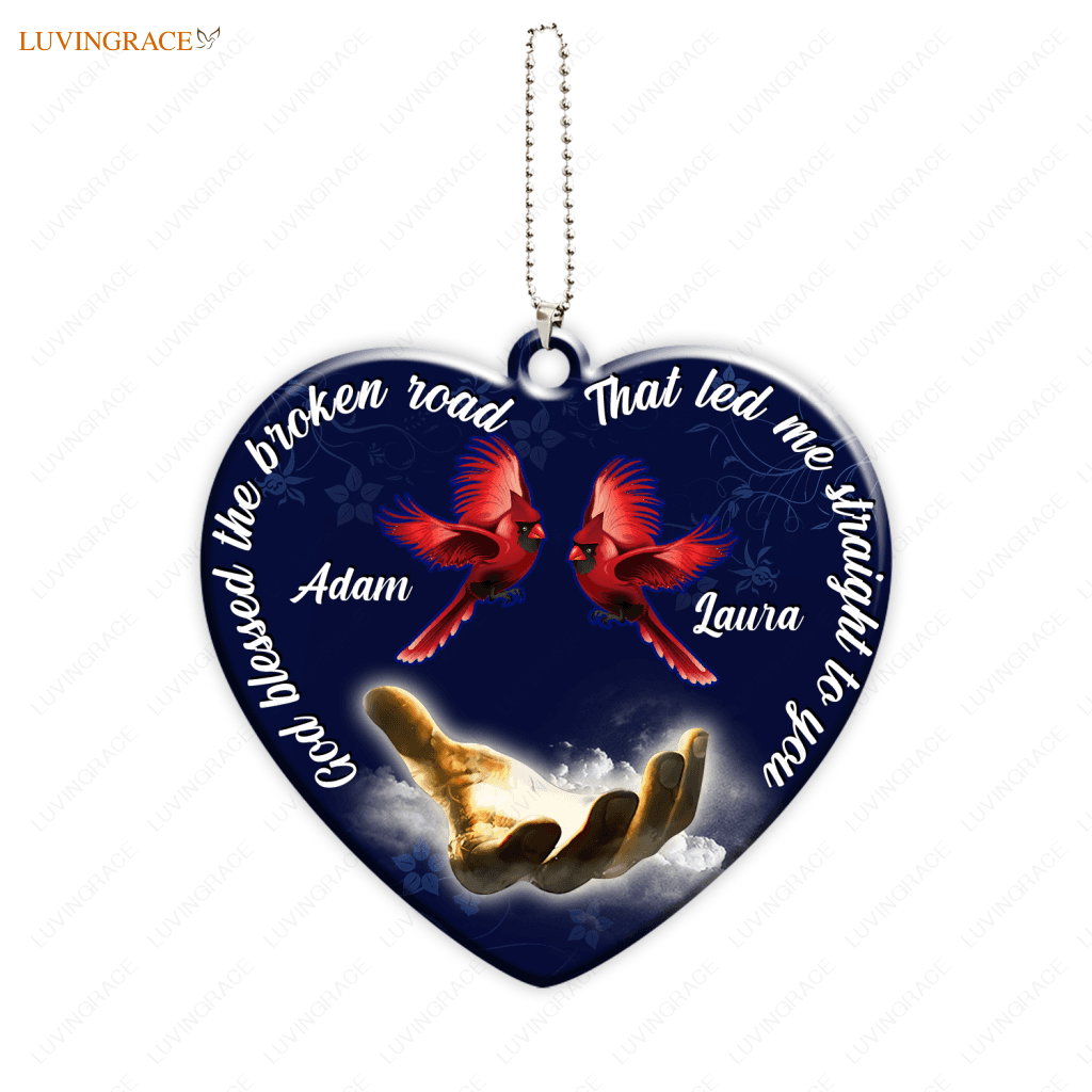 Personalized God Blessed Cardinal Couple Christian Ornament