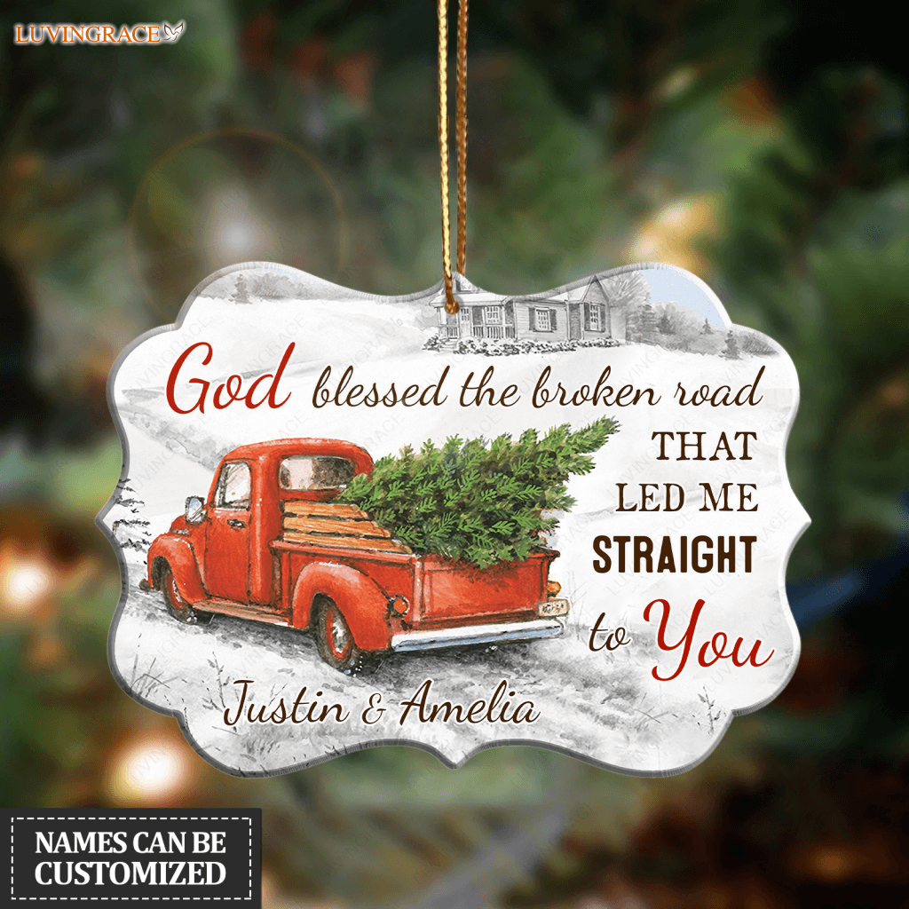 Personalized God Blessed Love Couple Christmas Ornament