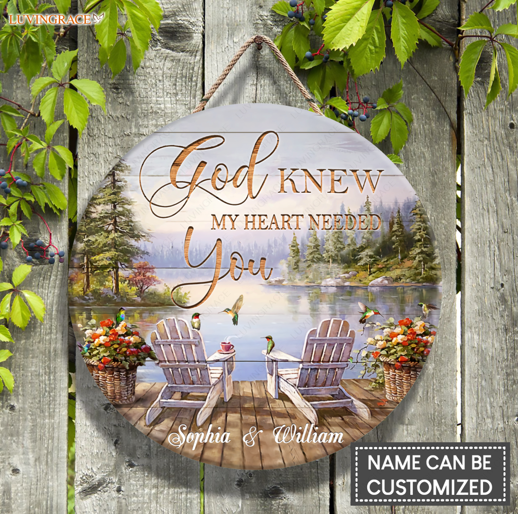 Personalized God Knew You And Me Wood Circle Sign