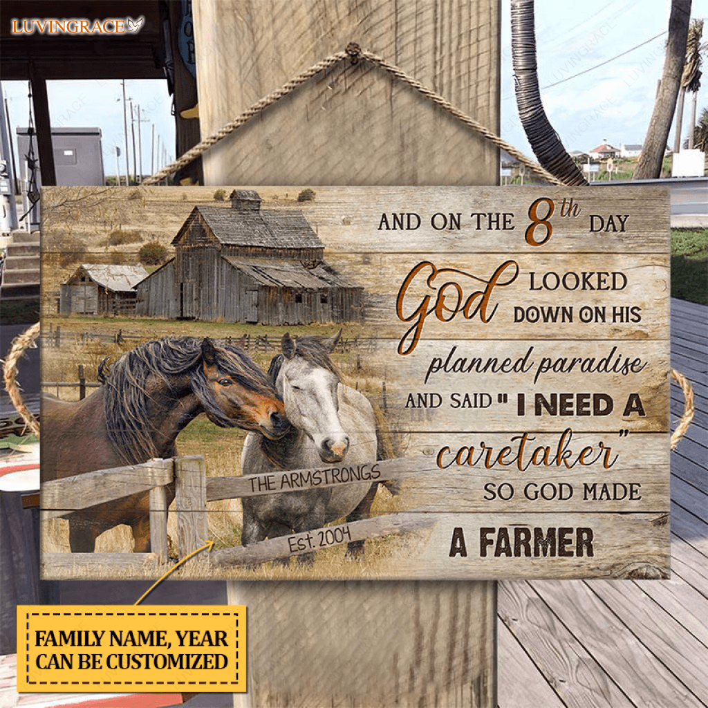 Personalized God Made A Farmer Wood Rectangle Sign