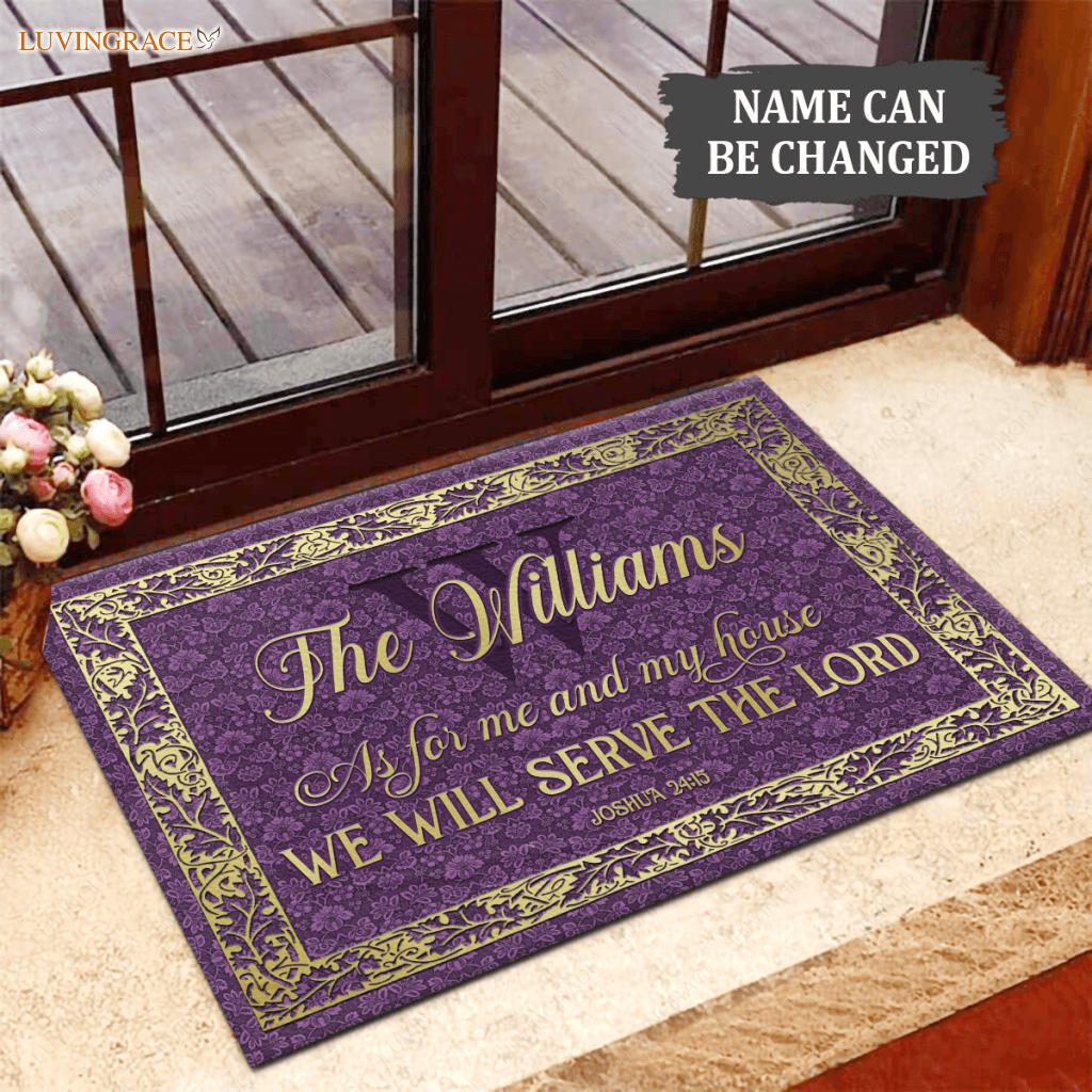 Personalized Gold Purple Serve The Lord Doormat