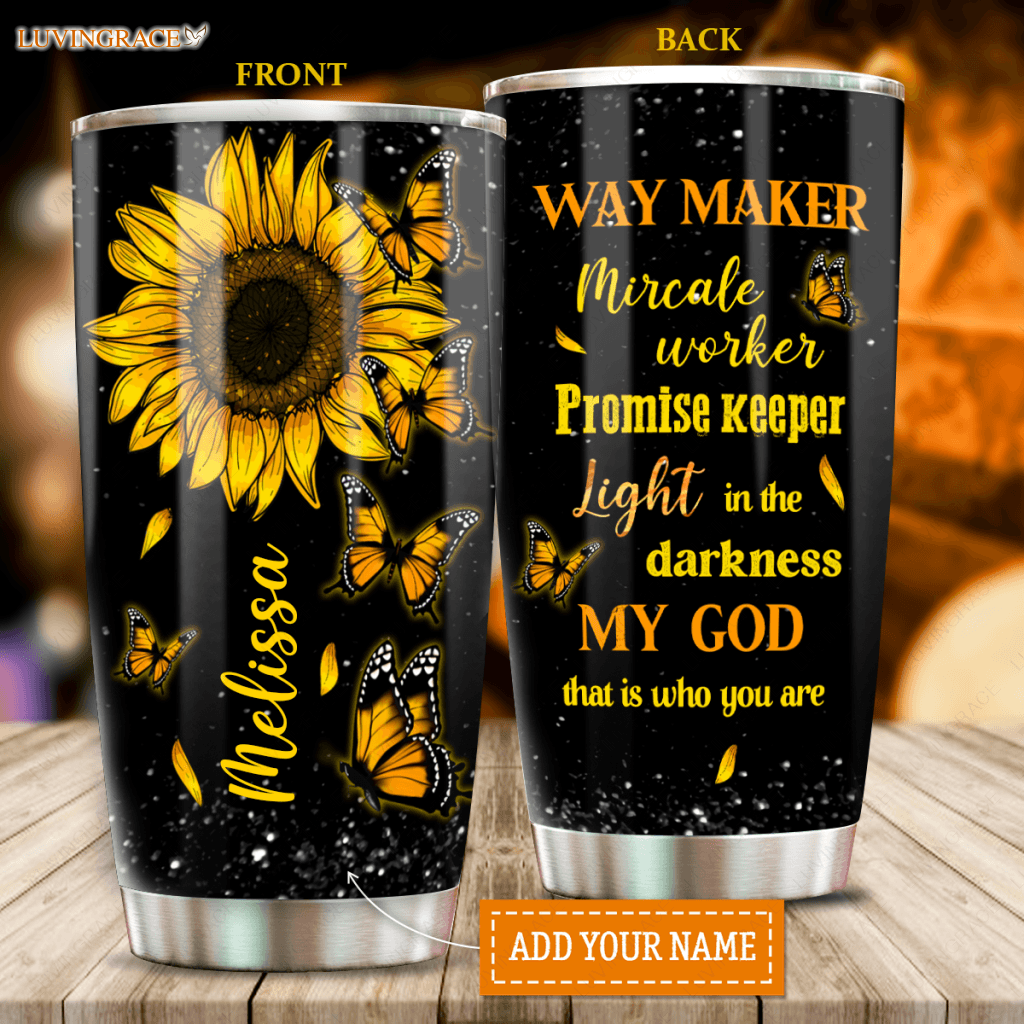 Personalized Golden Sunflowers Butterfly Glory Tumbler Tumbler