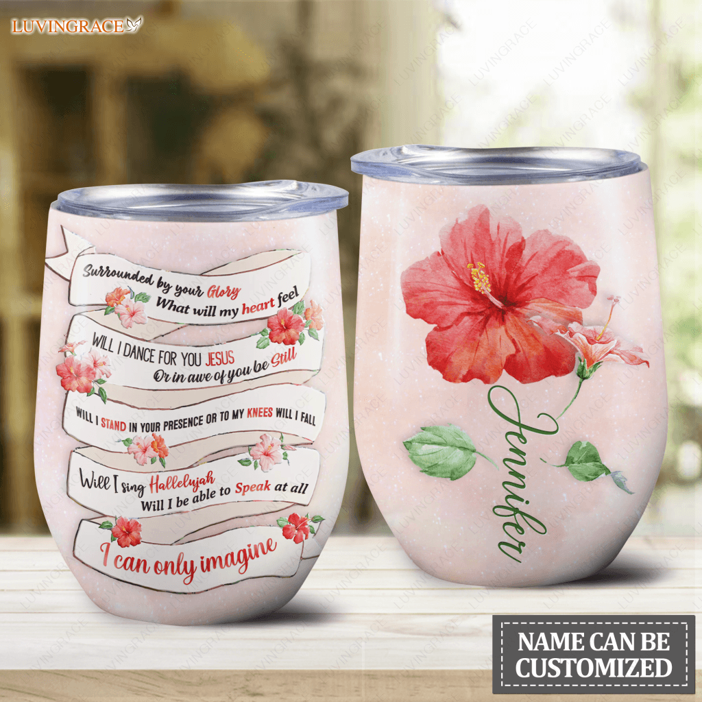 Personalized Hibiscus Ribbon By Glory Wine Tumbler