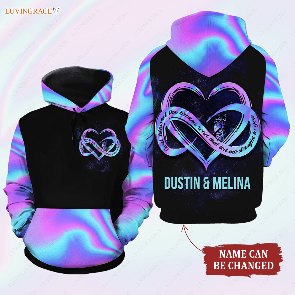 Personalized Hologram Infinity Heart Hoodie / S