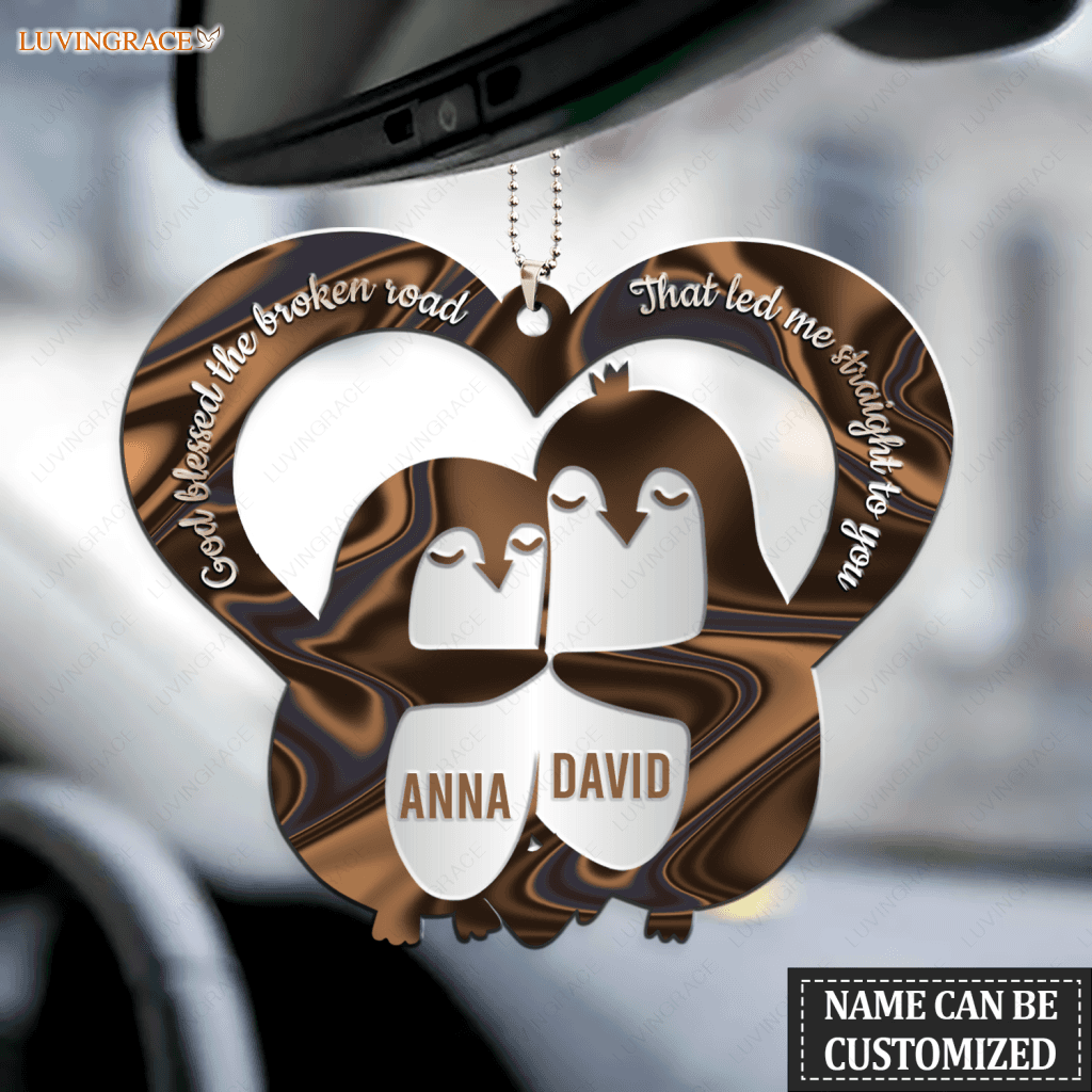 Personalized Hologram Penguin Couple God Blessed Ornament