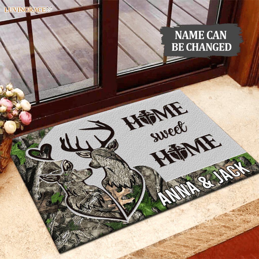 Personalized Home Sweet Buck And Doe Doormat