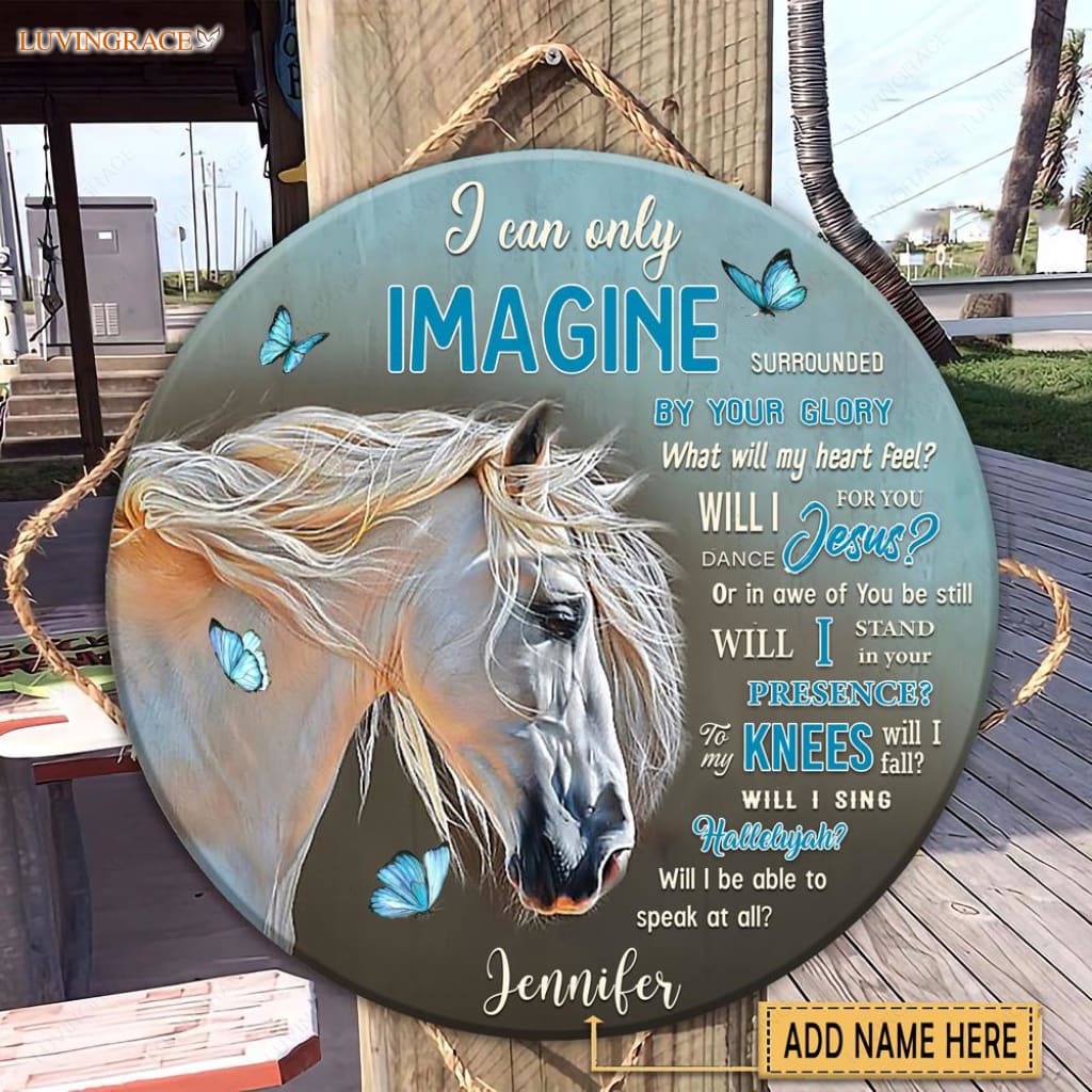 Personalized Horse With Butterflies By Glory Circle Sign Wood
