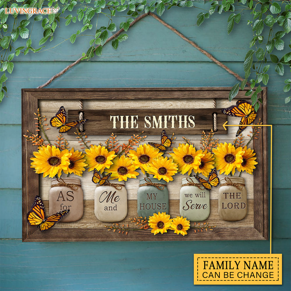 Personalized Lord Sunflower Jars Wood Rectangle Sign