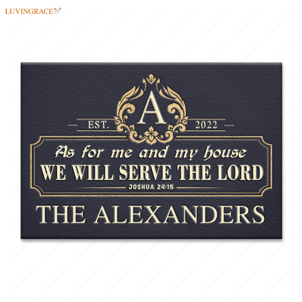 Personalized Luxury Monogram Template Design Serve The Lord Doormat