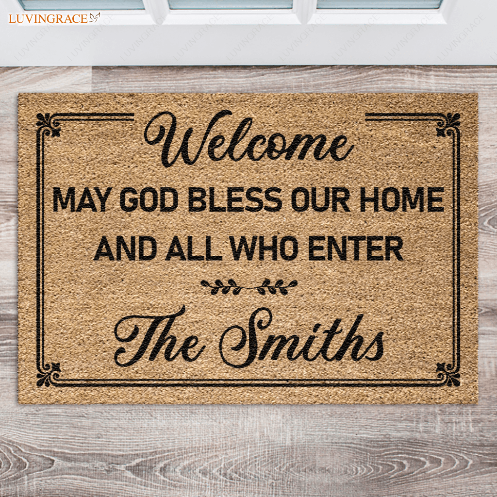 Personalized May God Bless Our Home Doormat
