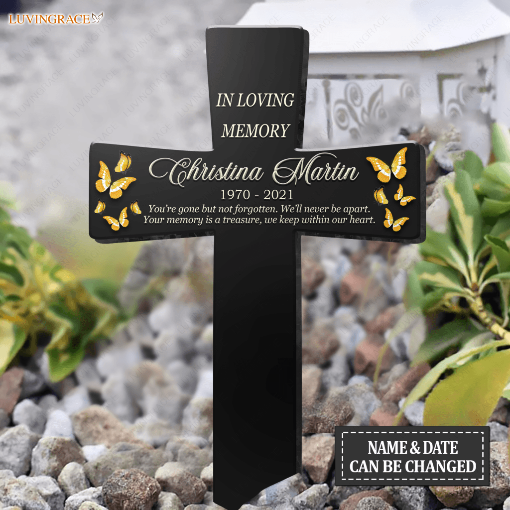 Personalized Memorial Cross Plaque Stake