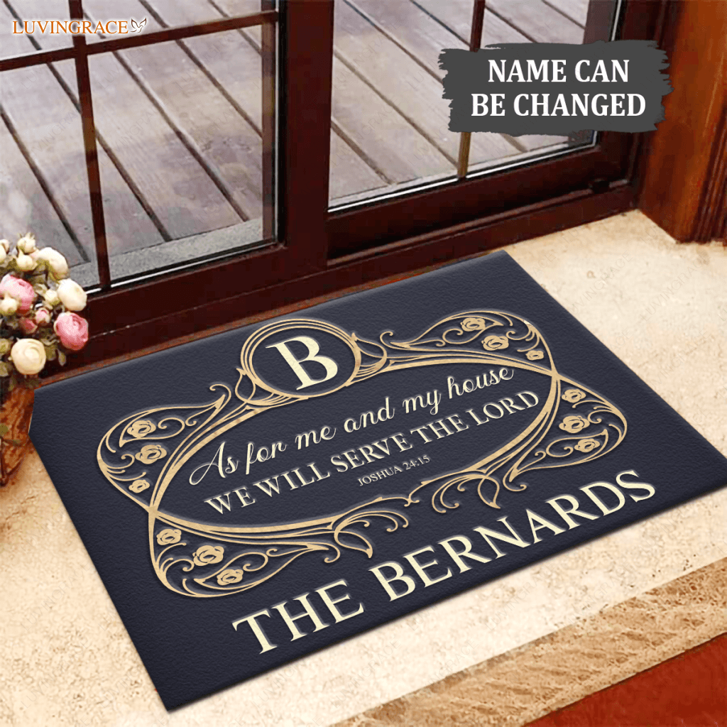 Personalized Monogram Border Serve The Lord Doormat