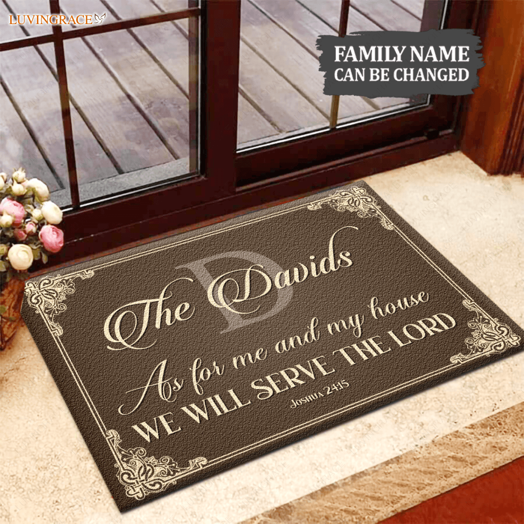 As for me and my family, we will serve the Lord, Joshua 24:15, custom doormat, Christian discount personalized decor, front porch decor