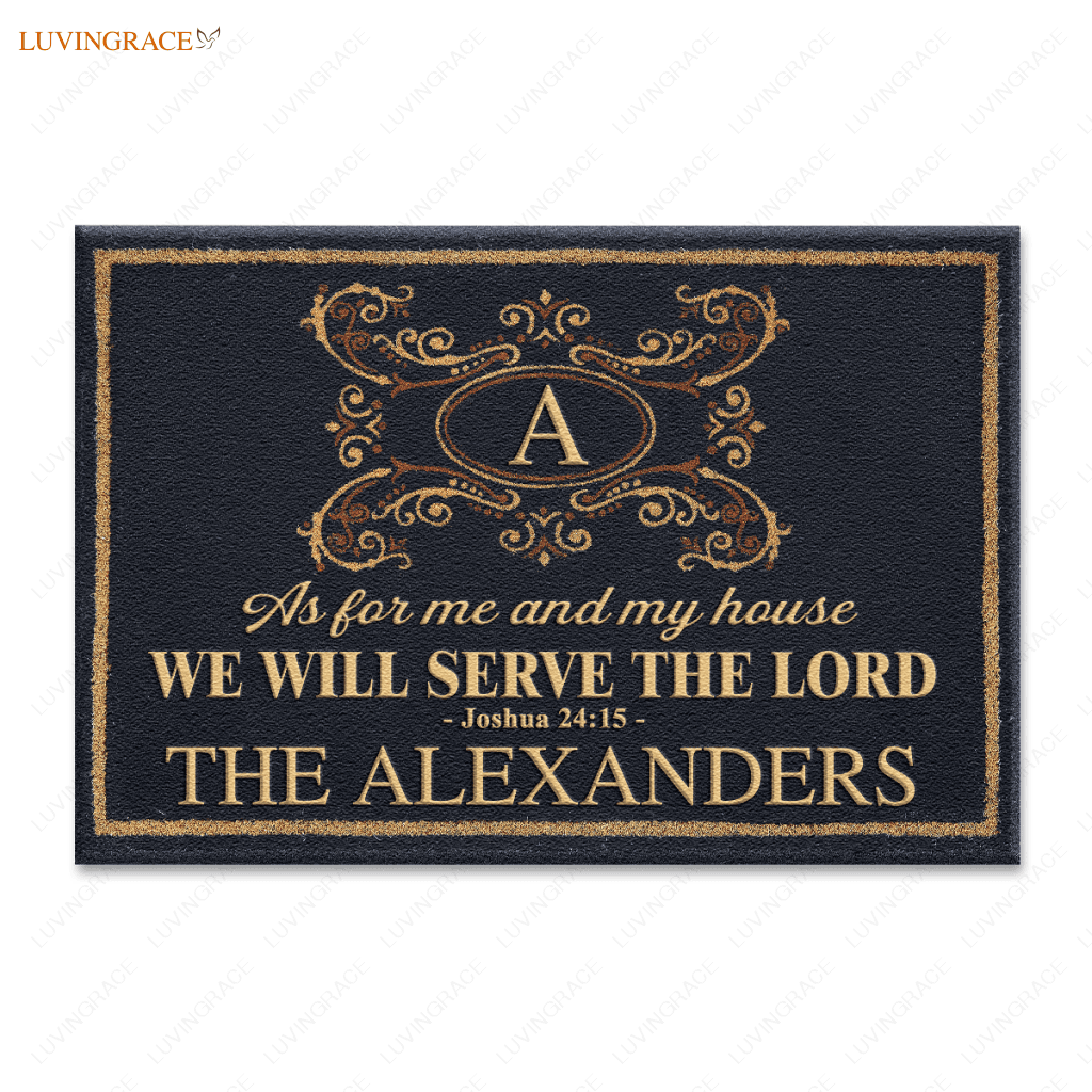 Personalized Monogram Initial Serve The Lord Doormat