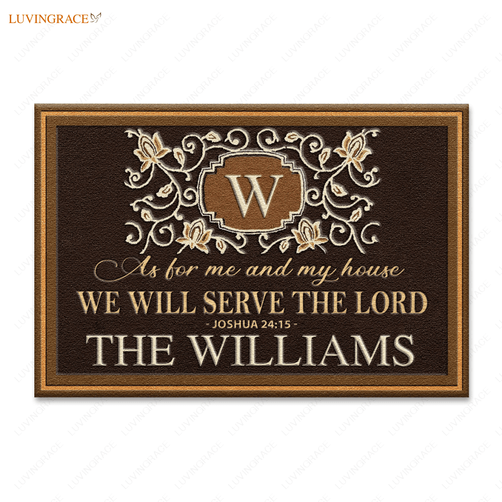 Personalized Monogrammed Doormat As For Me And My House We Will Serve The Lord