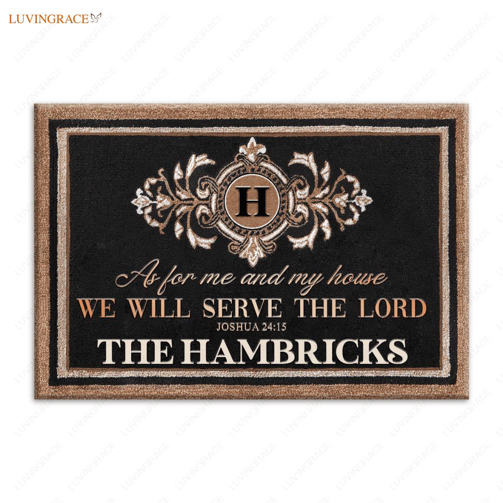 Personalized Monogrammed Family Serve The Lord Doormat
