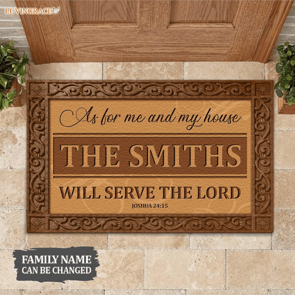 Personalized My House Serve The Lord Doormat