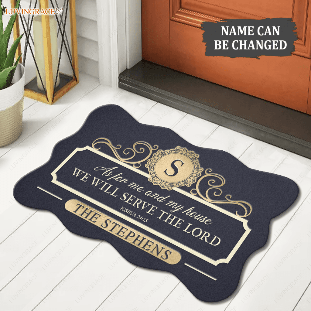 Personalized New Elegant Serve The Lord Shaped Doormat