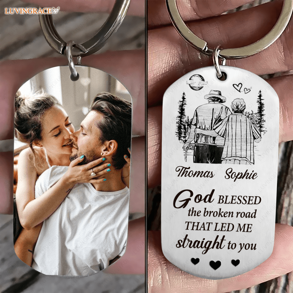 Personalized Old Couple Stainless Steel Keychain