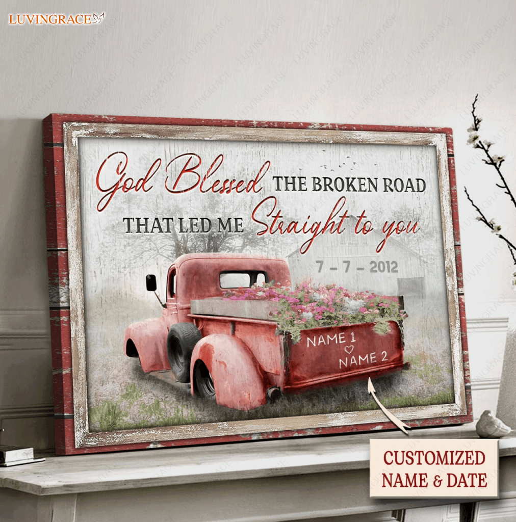 Personalized Old Truck Broken Road Wall Art Canvas