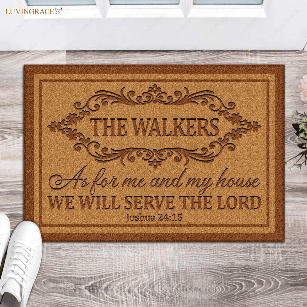 Personalized Our Family Serve Lord Doormat