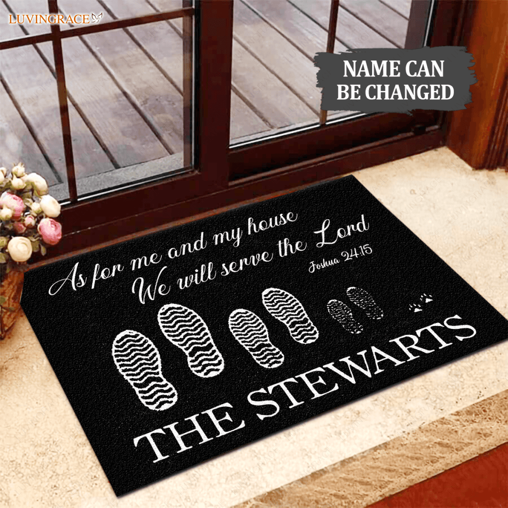 Personalized Our Family Serve The Lord Elegant Doormat