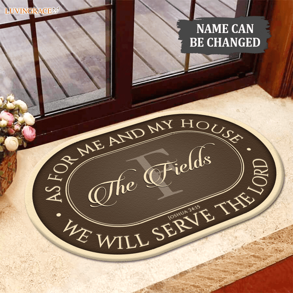 Personalized Serve The Lord Brown Shaped Doormat