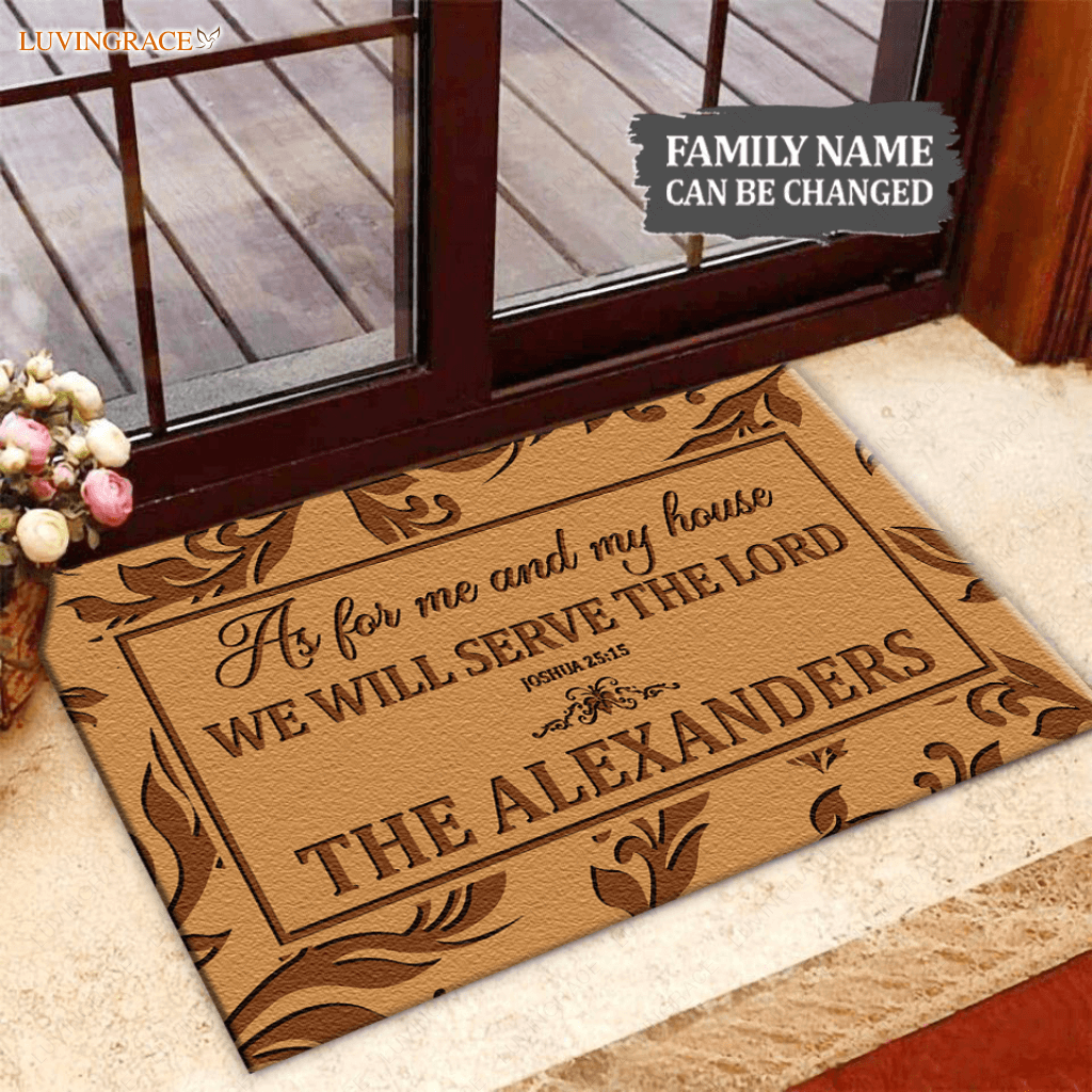 Personalized Serve The Lord Elegant Modern Doormat