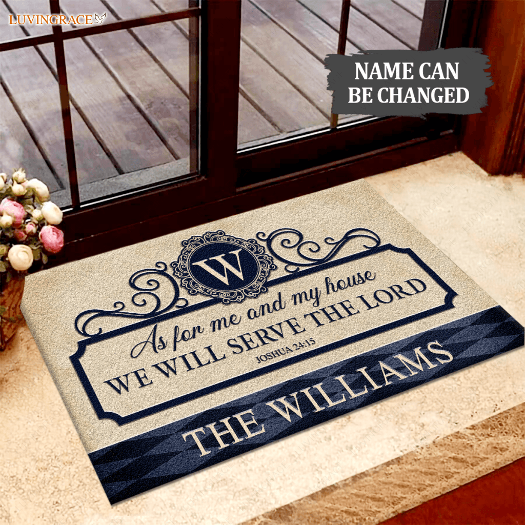Personalized Serve The Lord Family Home Shaped Wood Sign Doormat